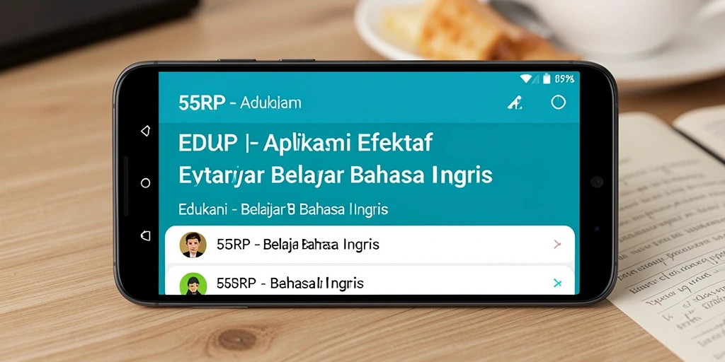 Tampilan antarmuka aplikasi 55RP untuk belajar Bahasa Inggris