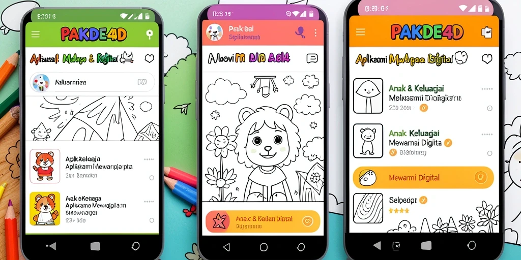 Antarmuka PAKDE4D menampilkan fitur mewarnai yang interaktif dan menarik untuk anak-anak.